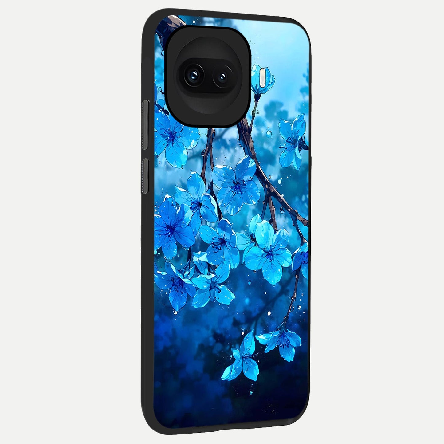 Blue Blossoms Branch back cover for iQOO 15R slim fit glass case with vibrant aesthetic design