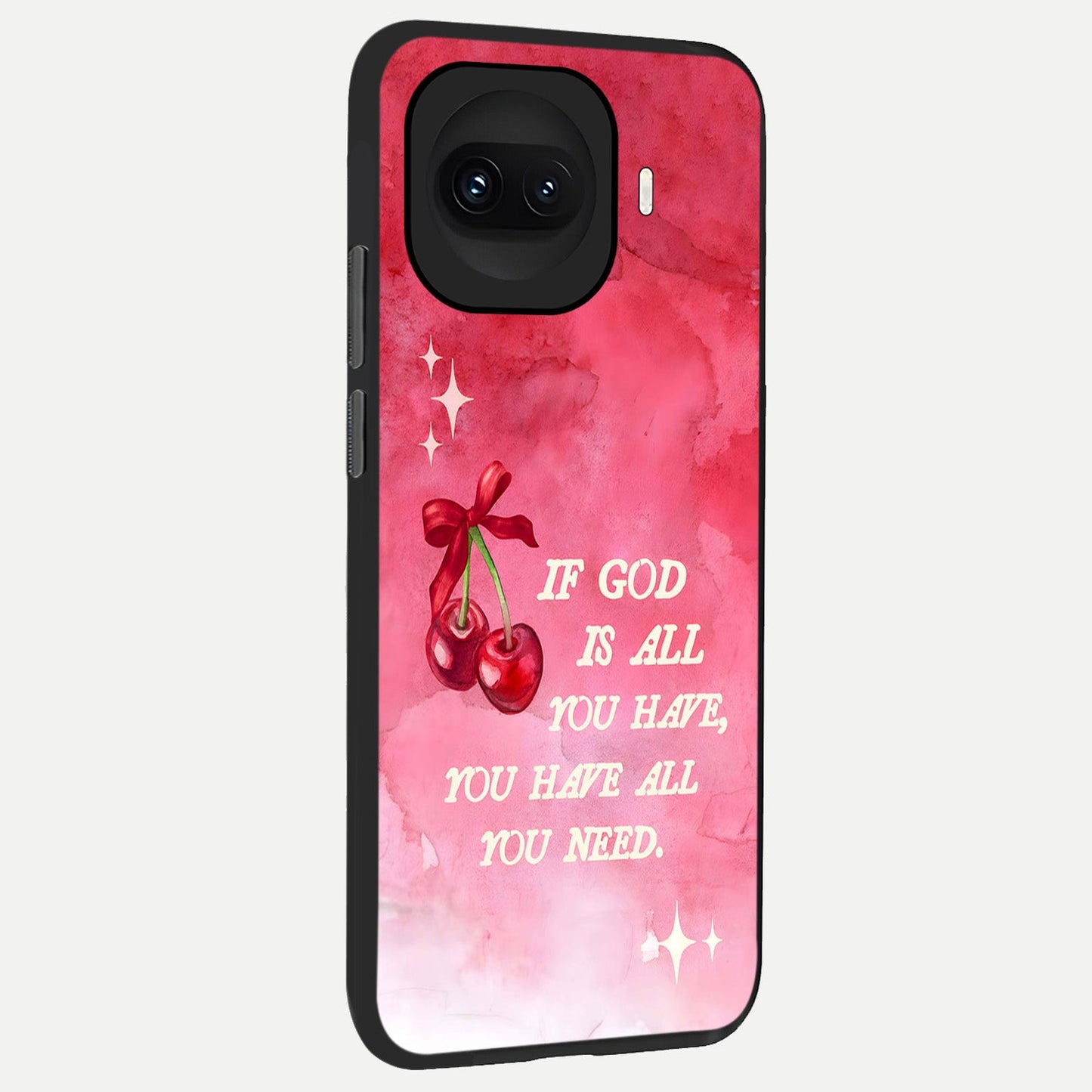 Cherry Quote back cover for iQOO 15R slim fit glass case with vibrant aesthetic design