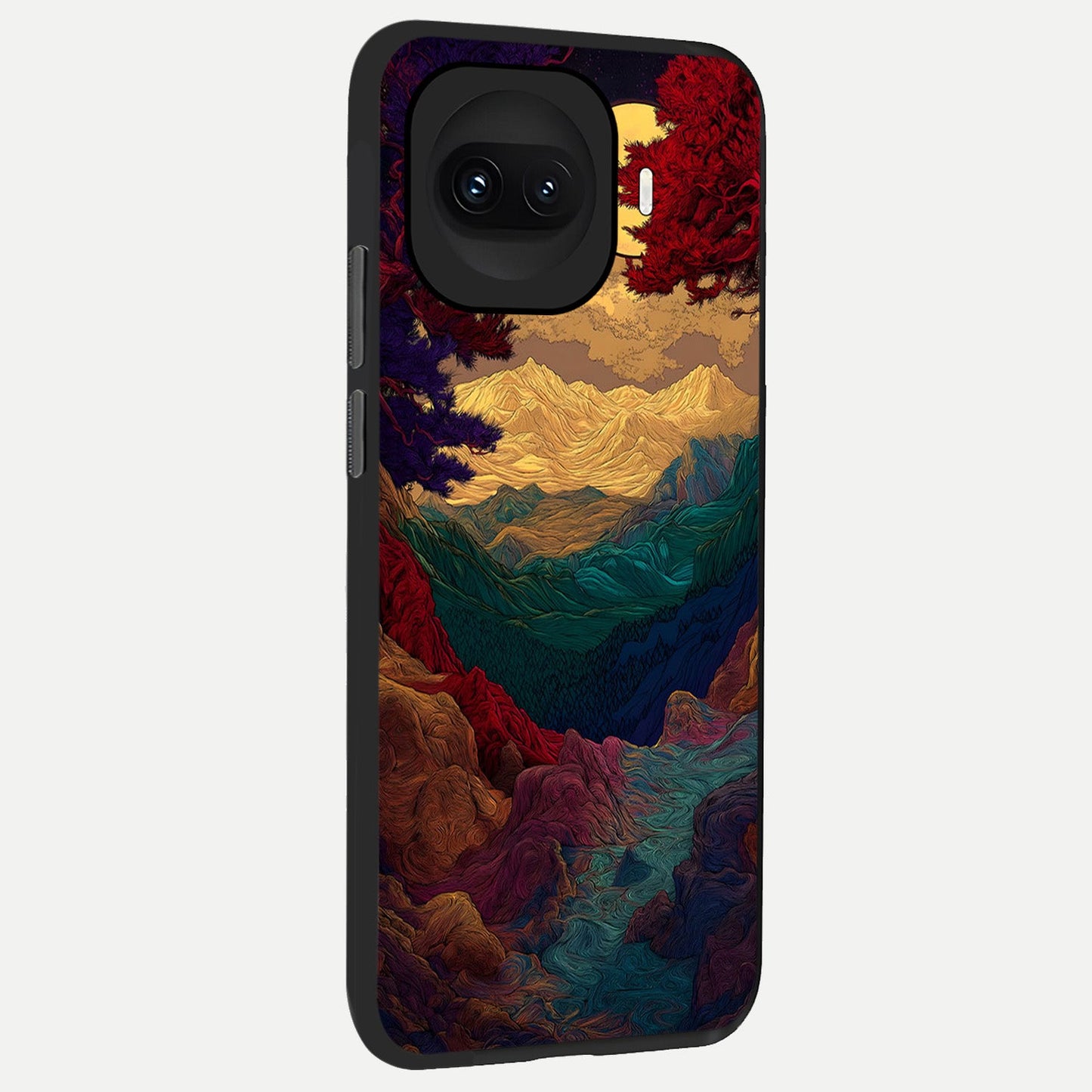 Mystic Valley Light back cover for iQOO 15R slim fit glass case with vibrant aesthetic design