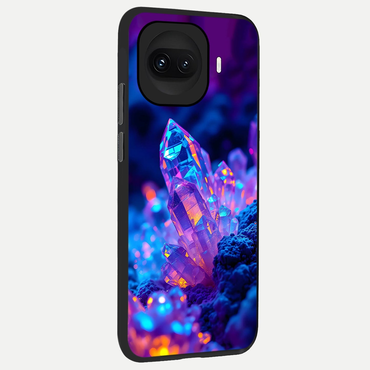 Neon Aura Shards back cover for iQOO 15R slim fit glass case with vibrant aesthetic design