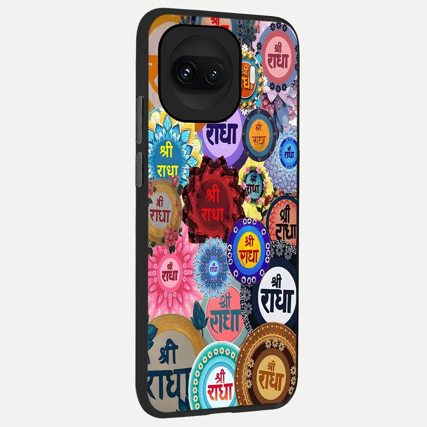 Radha Divine Bloom back cover for iQOO 15R slim fit glass case with vibrant aesthetic design