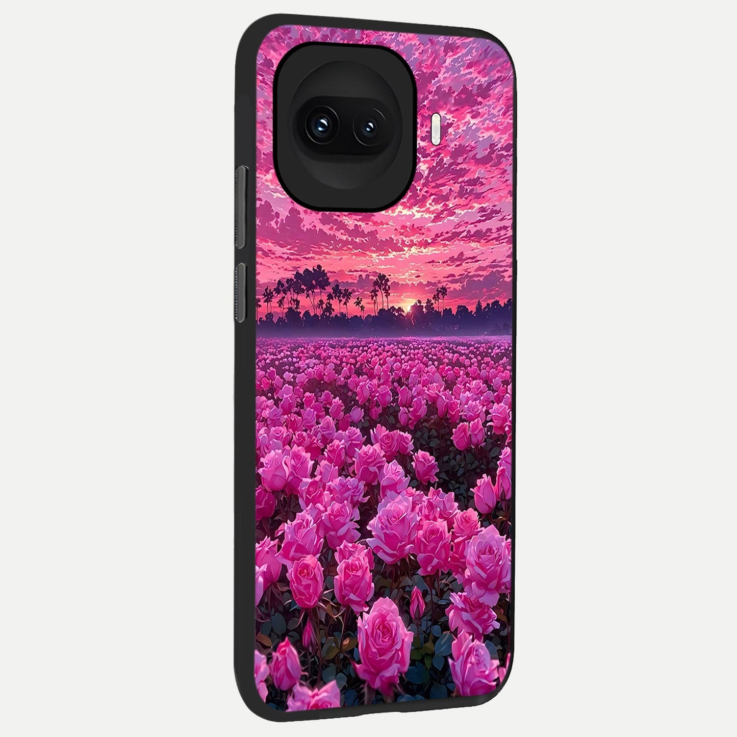 Rose Sunset Valley back cover for iQOO 15R slim fit glass case with vibrant aesthetic design