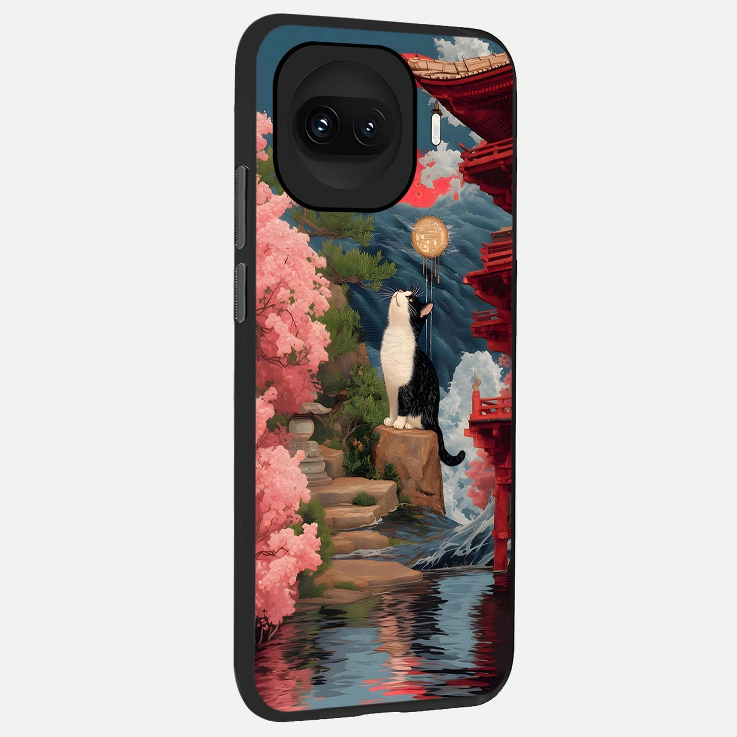 Temple Cat Scenery back cover for iQOO 15R slim fit glass case with vibrant aesthetic design