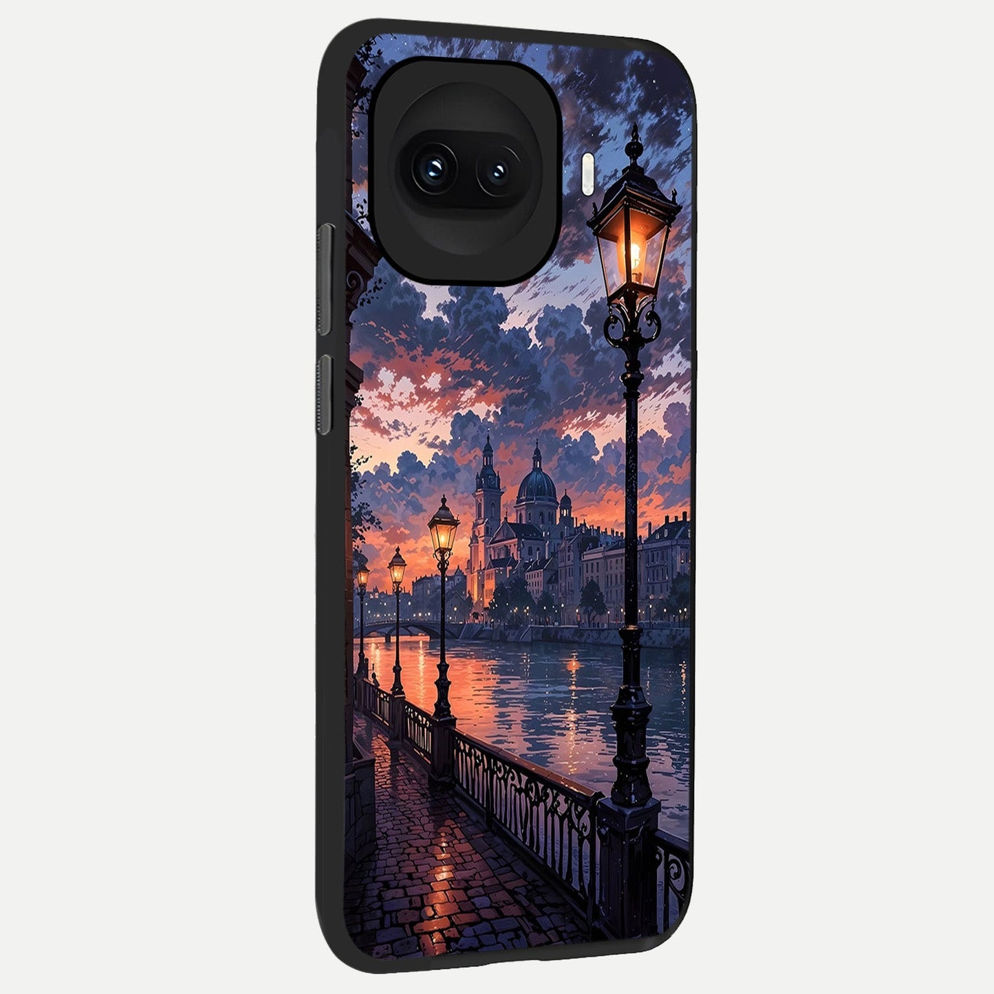Twilight River Lights back cover for iQOO 15R slim fit glass case with vibrant aesthetic design