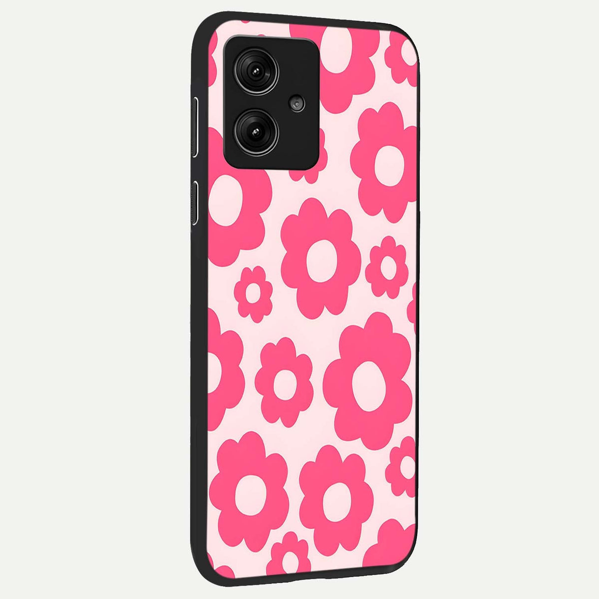 Blush Flower Pop back cover For Moto G54 slim fit glass case with vibrant aesthetic design