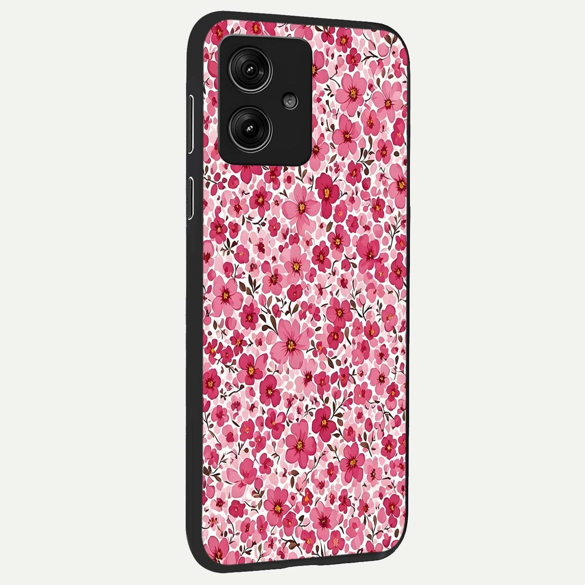 Cherry Blossom Charm back cover For Moto G54 slim fit glass case with vibrant aesthetic design