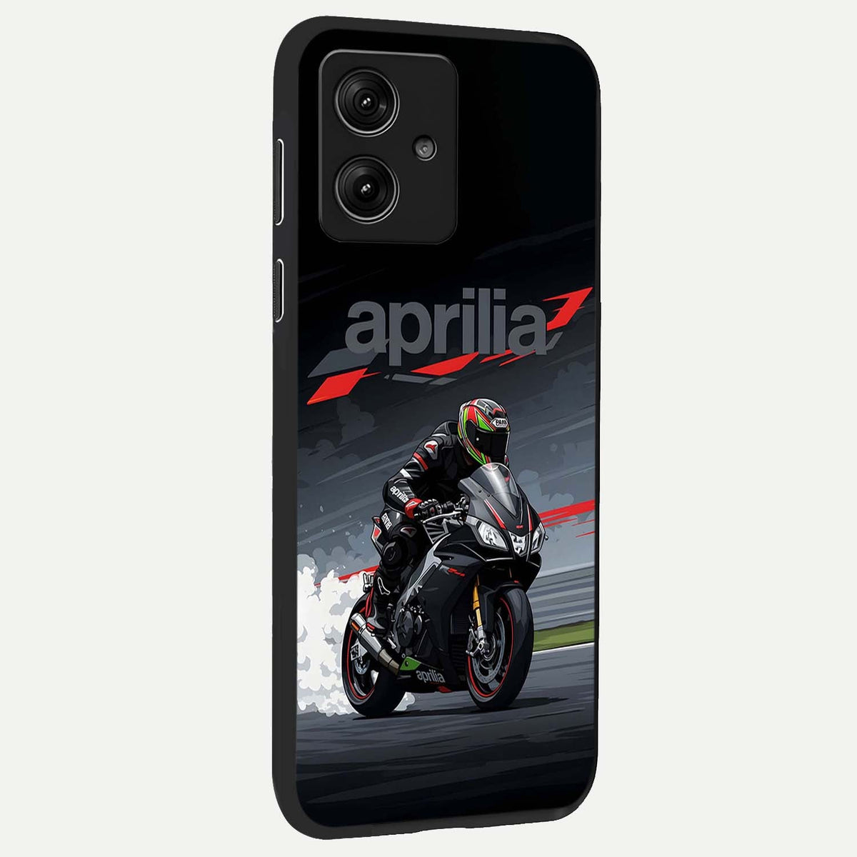 Dark Aprilla back cover For Moto G54 slim fit glass case with vibrant aesthetic design
