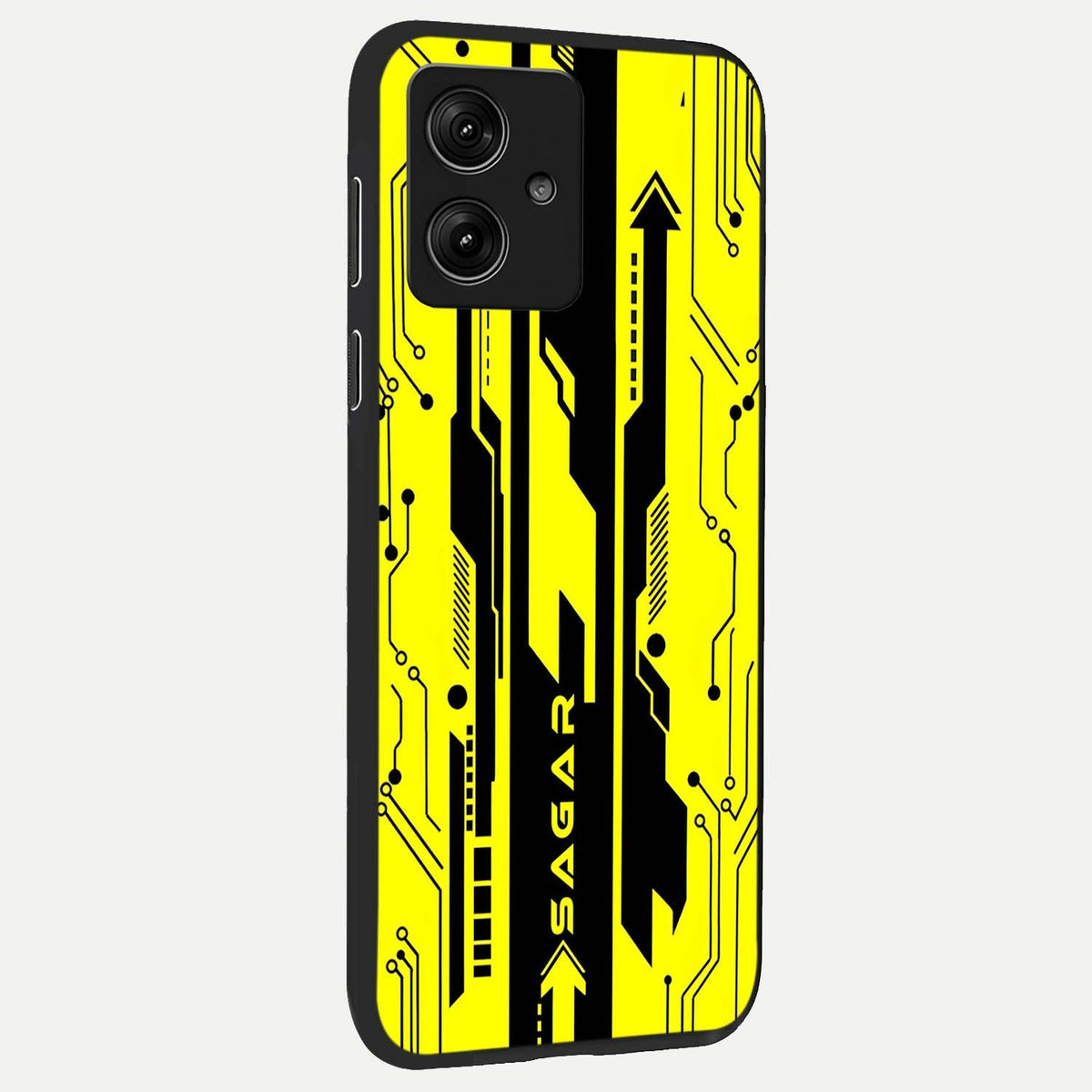 Electric Pulse CYBERPUNK Custom Name back cover For Moto G54 slim fit glass case with vibrant aesthetic design