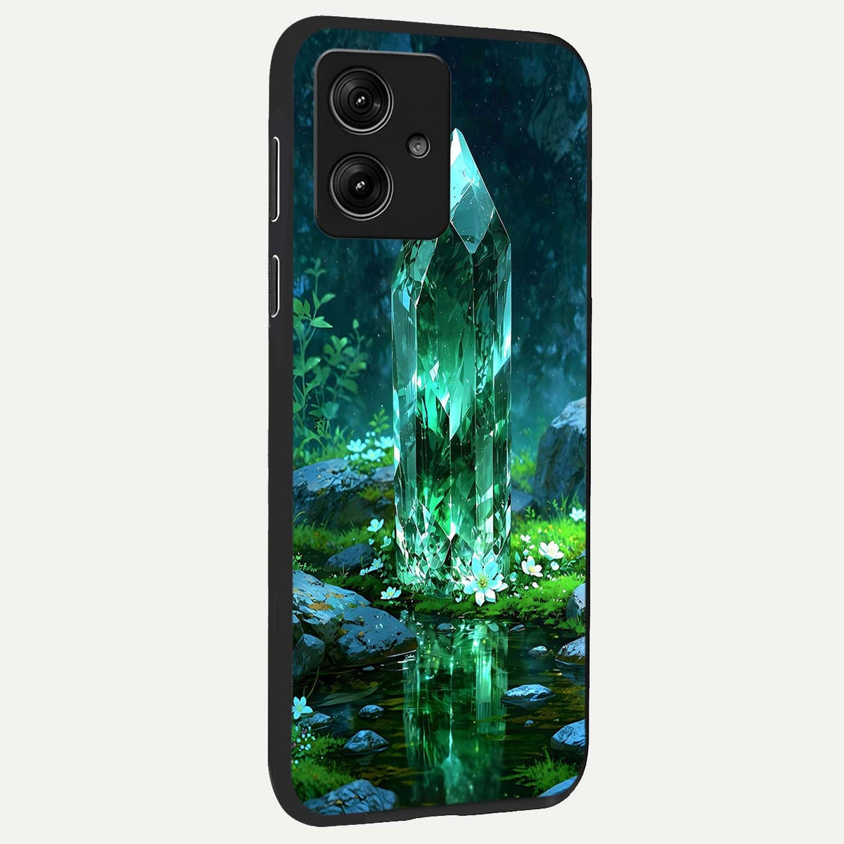 Emerald Light Crystal back cover For Moto G54 slim fit glass case with vibrant aesthetic design