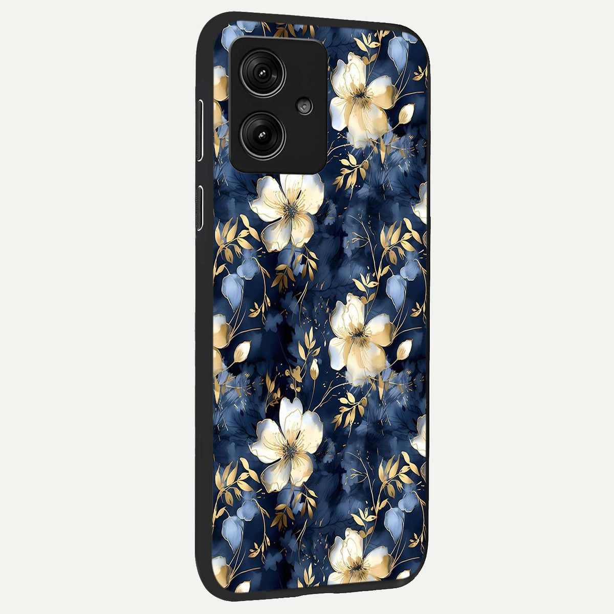 Golden Midnight Bloom back cover For Moto G54 slim fit glass case with vibrant aesthetic design