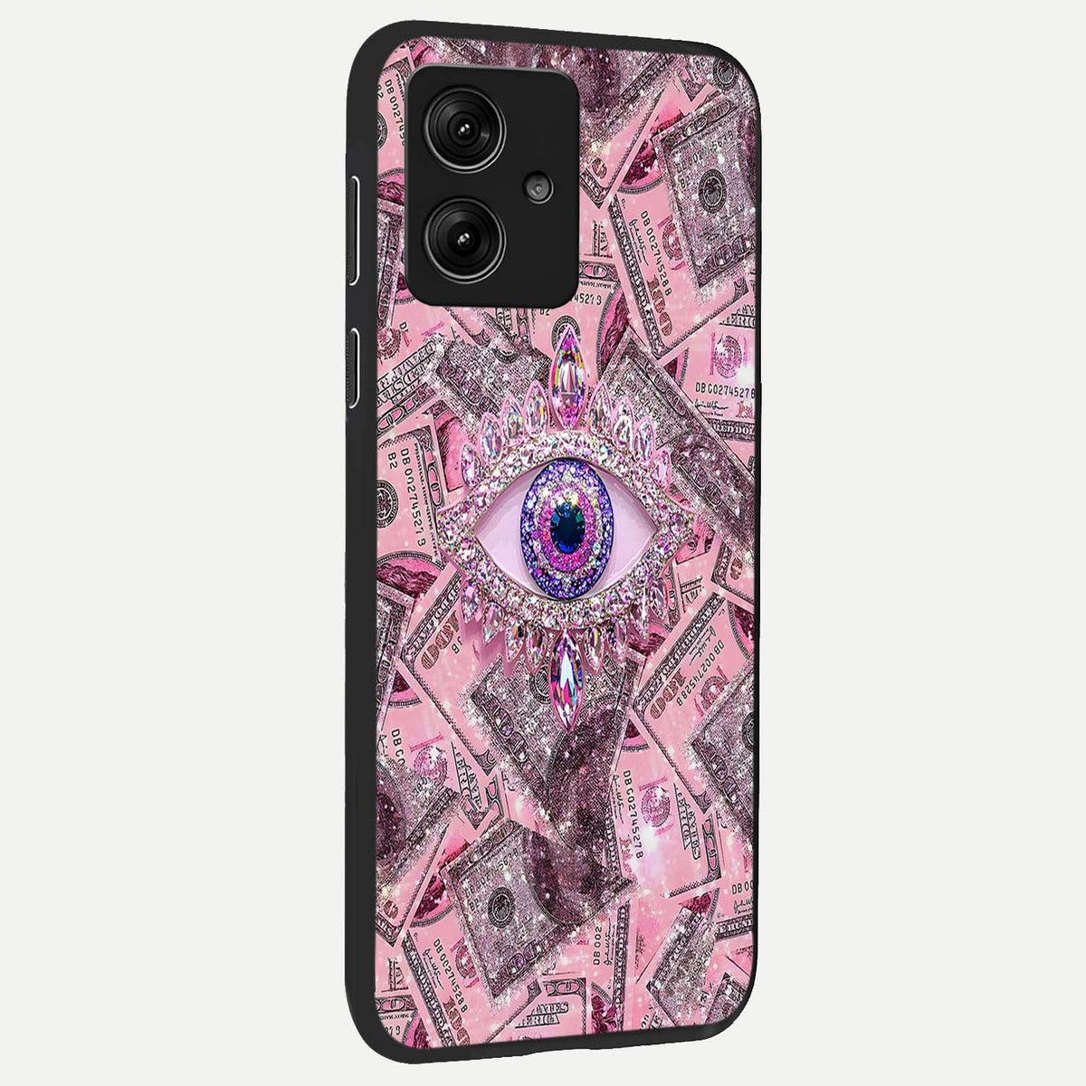 Money Eye Luxe back cover For Moto G54 slim fit glass case with vibrant aesthetic design