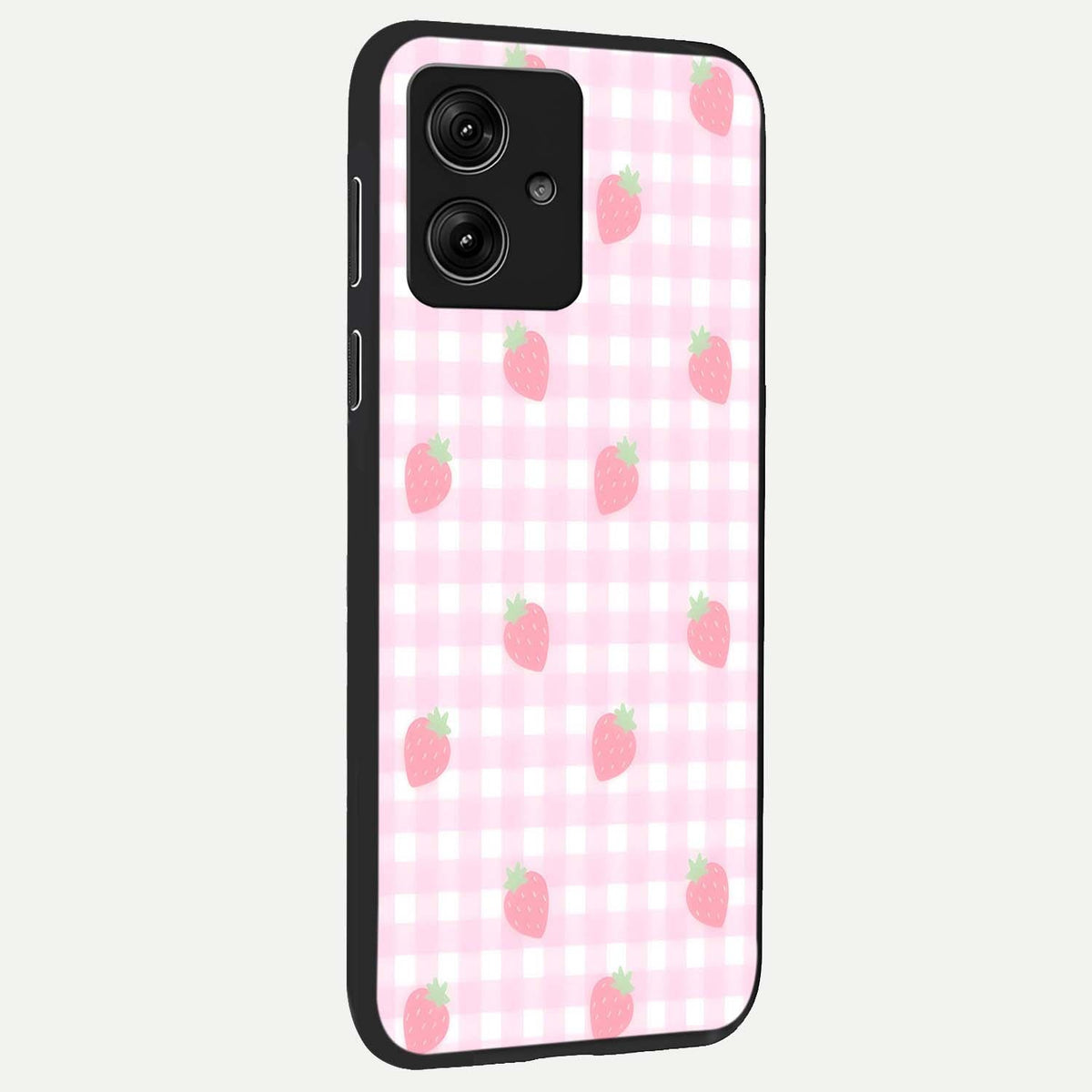 Strawberry Picnic Love back cover For Moto G54 slim fit glass case with vibrant aesthetic design