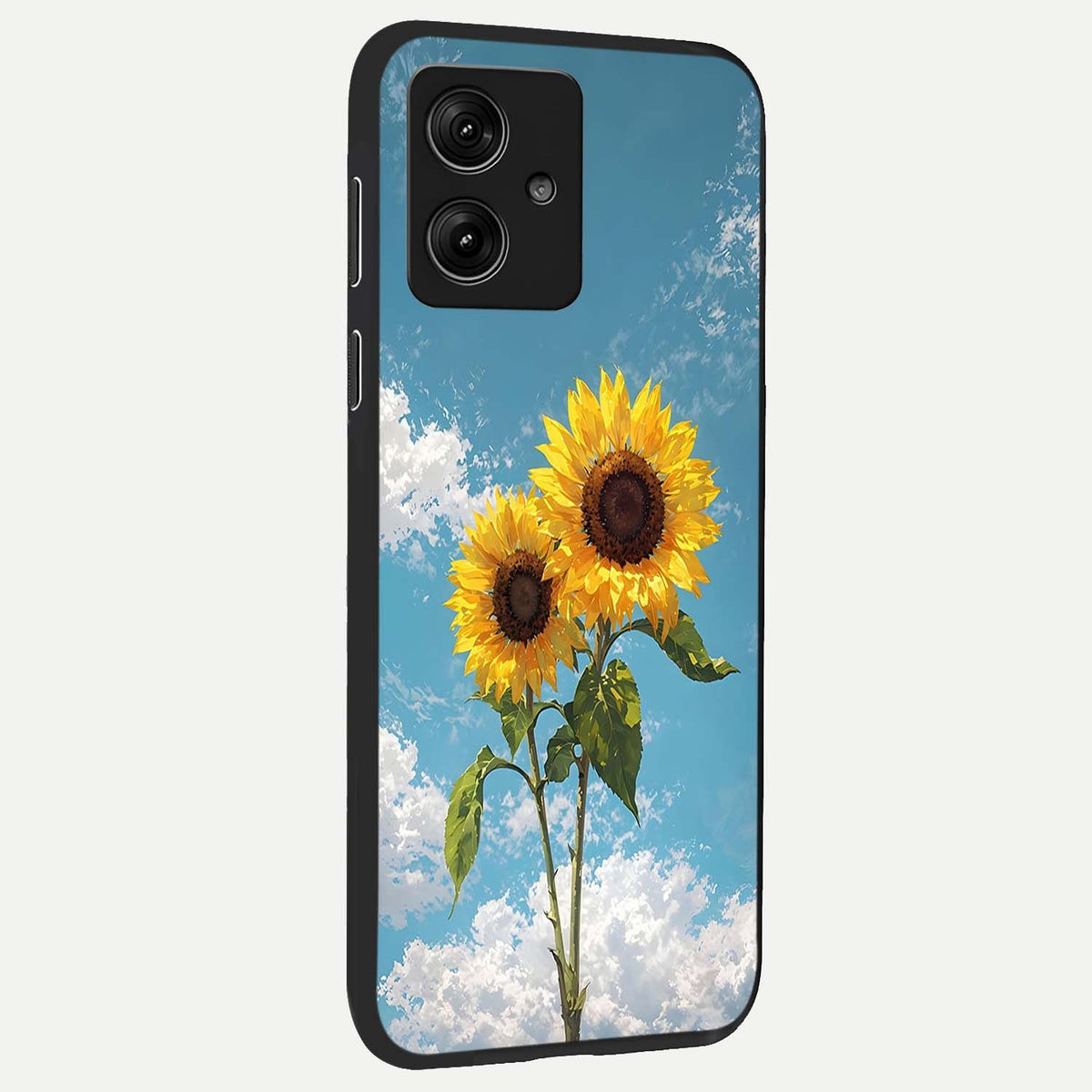 Sunlit Daisy Glow back cover For Moto G54 slim fit glass case with vibrant aesthetic design