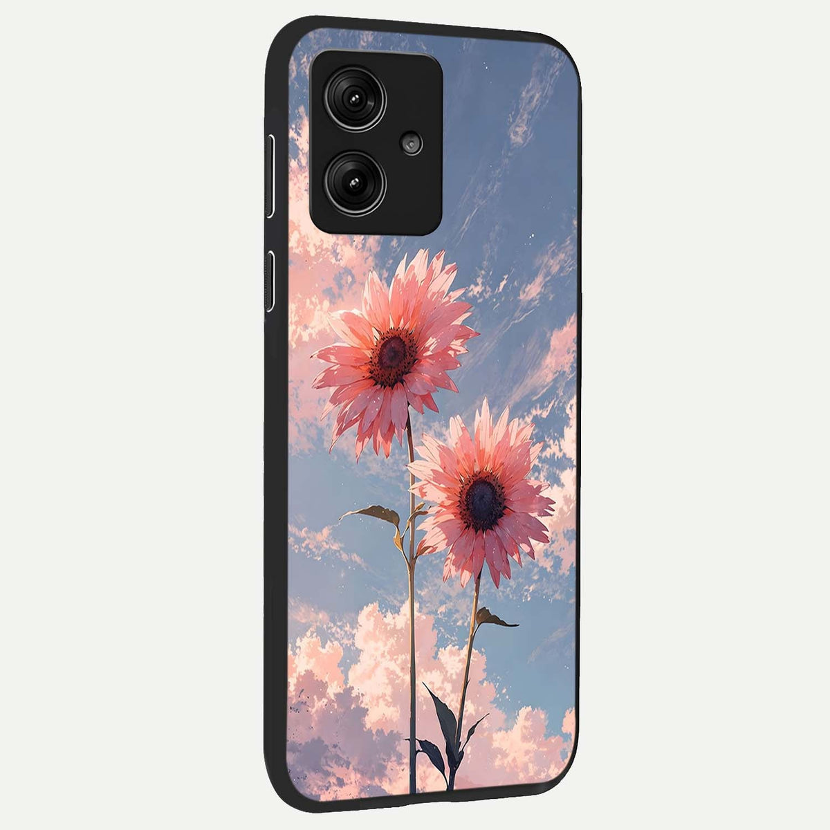 Sun Moon Balance back cover For Moto G54 slim fit glass case with vibrant aesthetic design