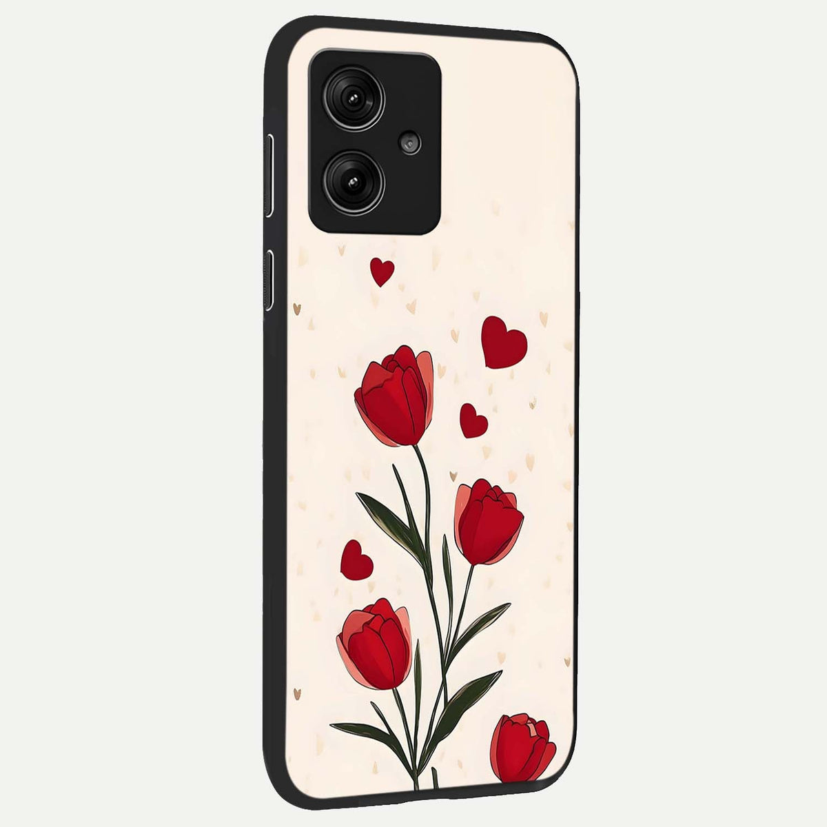 Tulip With Heart back cover For Moto G54 slim fit glass case with vibrant aesthetic design