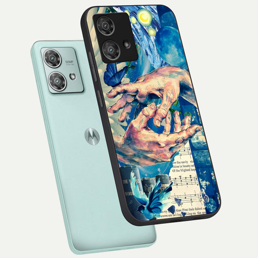 Aesthetic Divider phone case For Moto Edge 40 Neo showing premium glass back cover with detailed artwork