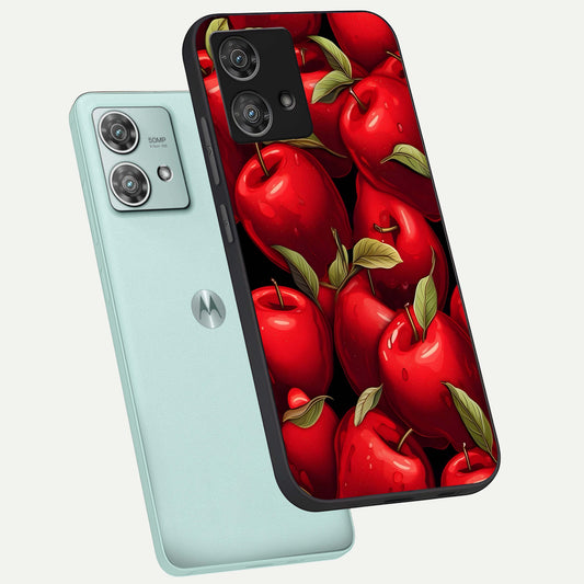 Apple Pattern phone case For Moto Edge 40 Neo showing premium glass back cover with detailed artwork