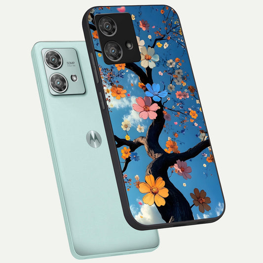 Blossom Dream Sky phone case For Moto Edge 40 Neo showing premium glass back cover with detailed artwork