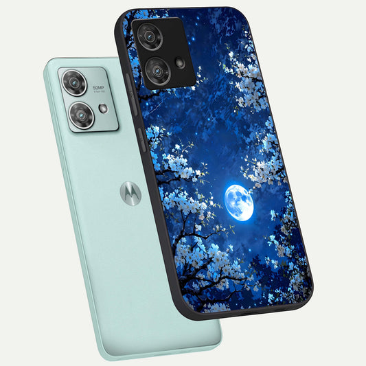 Blossom Moonlight Sky phone case For Moto Edge 40 Neo showing premium glass back cover with detailed artwork