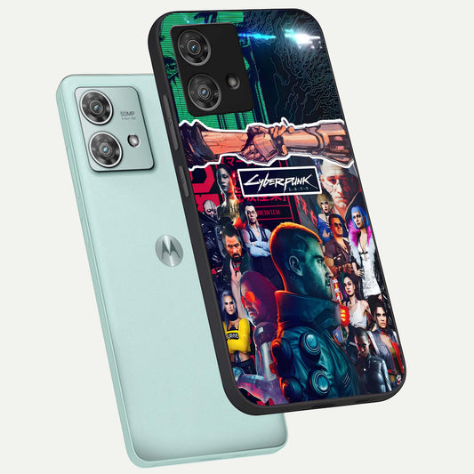 CYBERPUNK Legacy phone case For Moto Edge 40 Neo showing premium glass back cover with detailed artwork