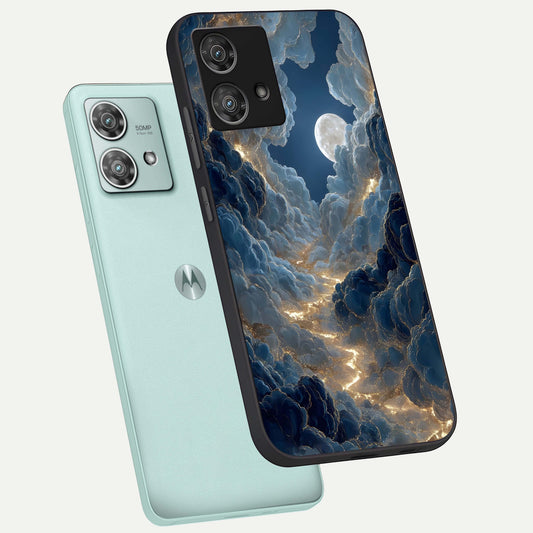 Celestial Cloud Road phone case For Moto Edge 40 Neo showing premium glass back cover with detailed artwork