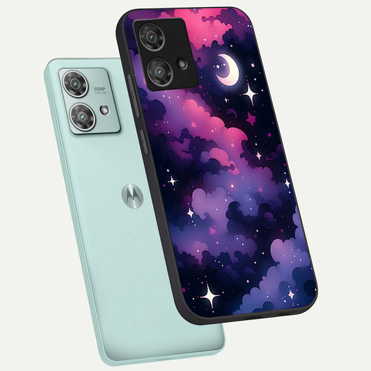 Celestial Moon Magic phone case For Moto Edge 40 Neo showing premium glass back cover with detailed artwork