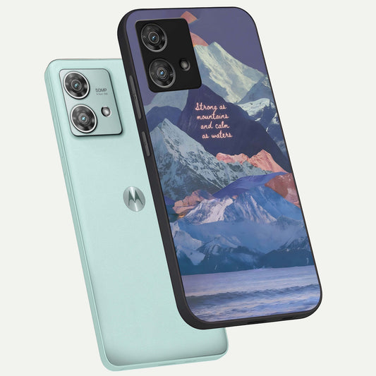 Celestial Mountain Calm phone case For Moto Edge 40 Neo showing premium glass back cover with detailed artwork