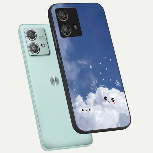 Cute Blossom Cloud phone case For Moto Edge 40 Neo showing premium glass back cover with detailed artwork