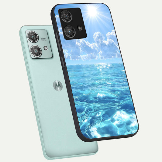 Endless Ocean Horizon phone case For Moto Edge 40 Neo showing premium glass back cover with detailed artwork
