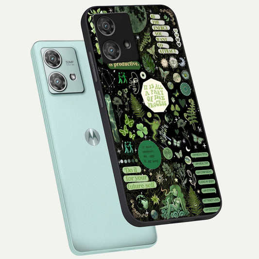 Green Mandala Pattern phone case For Moto Edge 40 Neo showing premium glass back cover with detailed artwork