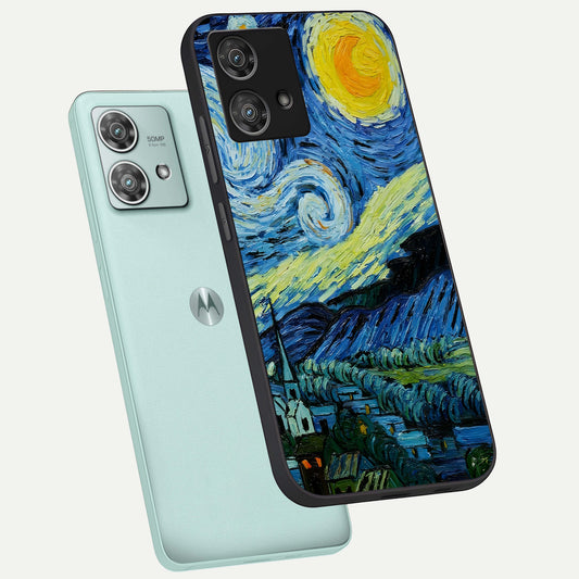 Inspired Van Gogh Art phone case For Moto Edge 40 Neo showing premium glass back cover with detailed artwork