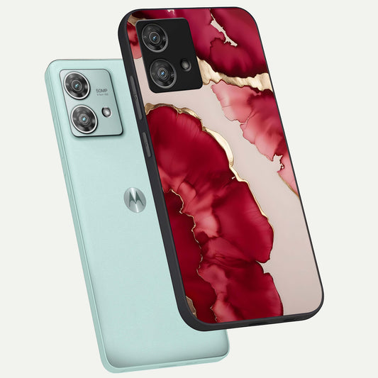 Pink Shells Outline phone case For Moto Edge 40 Neo showing premium glass back cover with detailed artwork