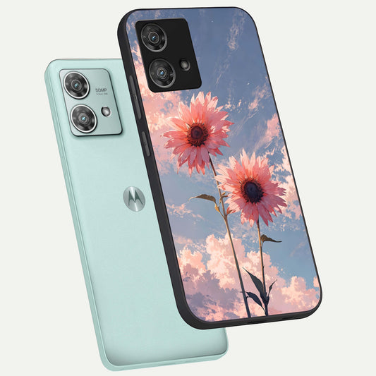 Sun Moon Balance phone case For Moto Edge 40 Neo showing premium glass back cover with detailed artwork