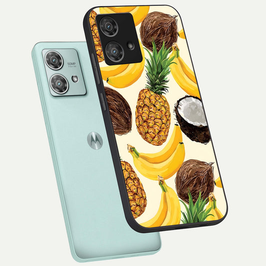 Tropical Fruit Mood phone case For Moto Edge 40 Neo showing premium glass back cover with detailed artwork