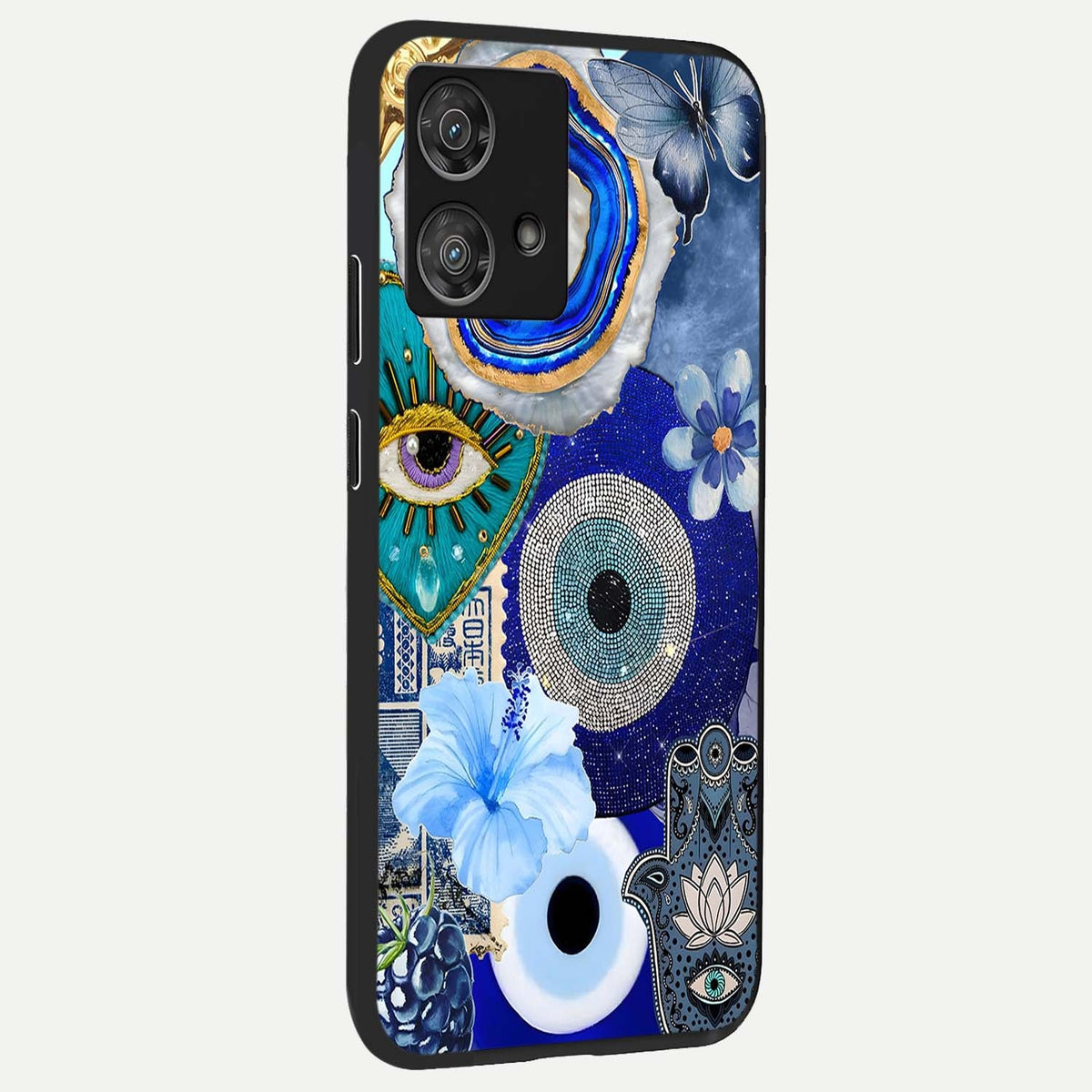 Celestial Blue Vision back cover For Moto Edge 40 Neo slim fit glass case with vibrant aesthetic design