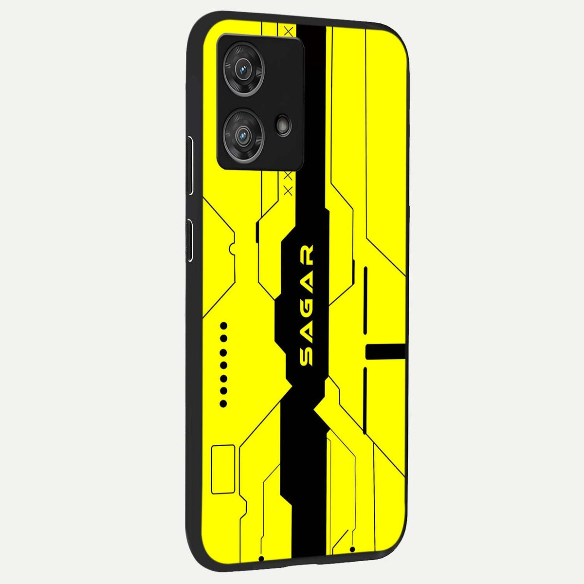 Circuit CYBERPUNK Custom Name back cover For Moto Edge 40 Neo slim fit glass case with vibrant aesthetic design