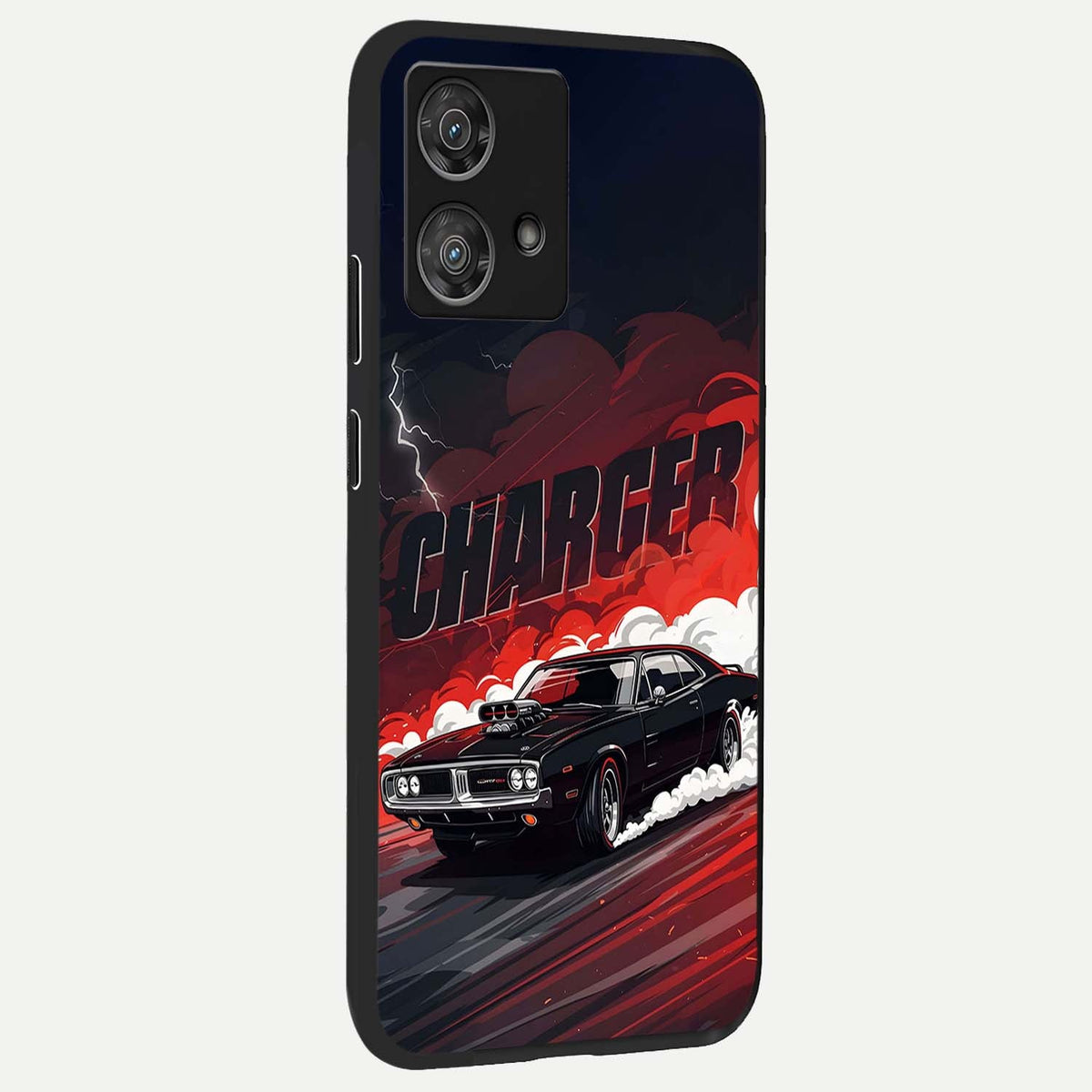 Dark Charger Fury back cover For Moto Edge 40 Neo slim fit glass case with vibrant aesthetic design