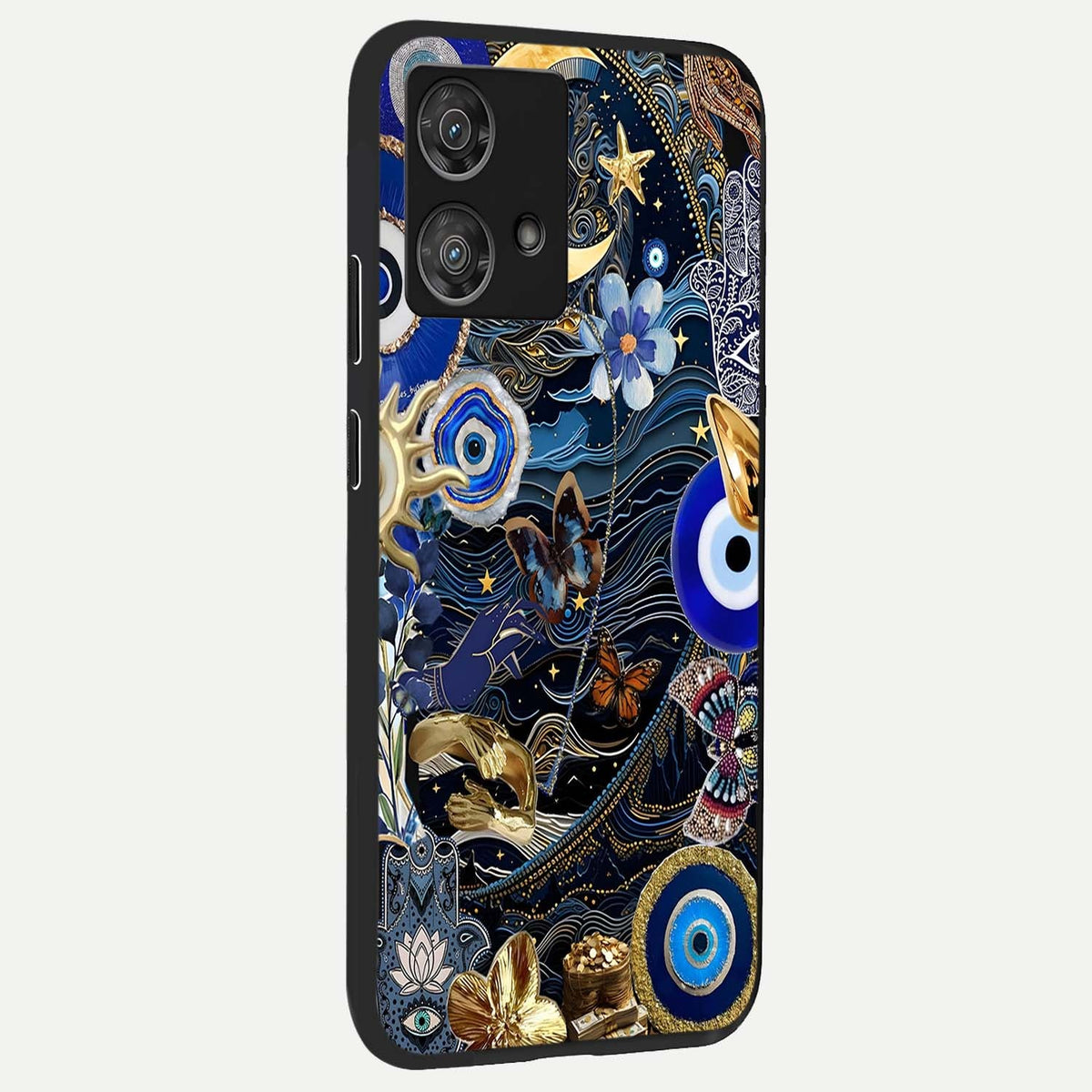 Golden Moon Magic back cover For Moto Edge 40 Neo slim fit glass case with vibrant aesthetic design