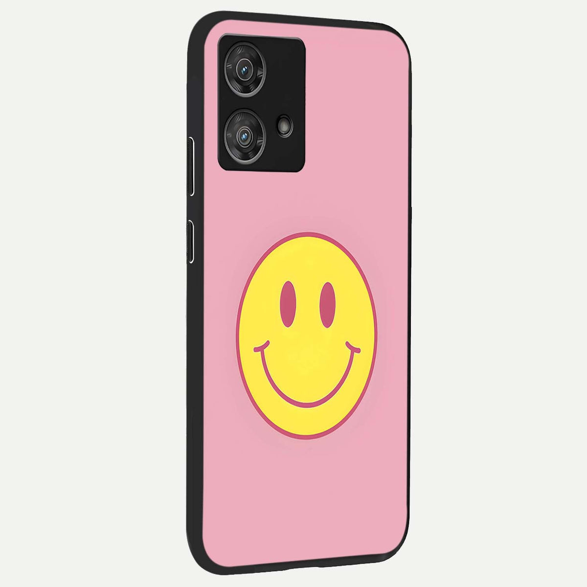 Happy Pink Mood back cover For Moto Edge 40 Neo slim fit glass case with vibrant aesthetic design