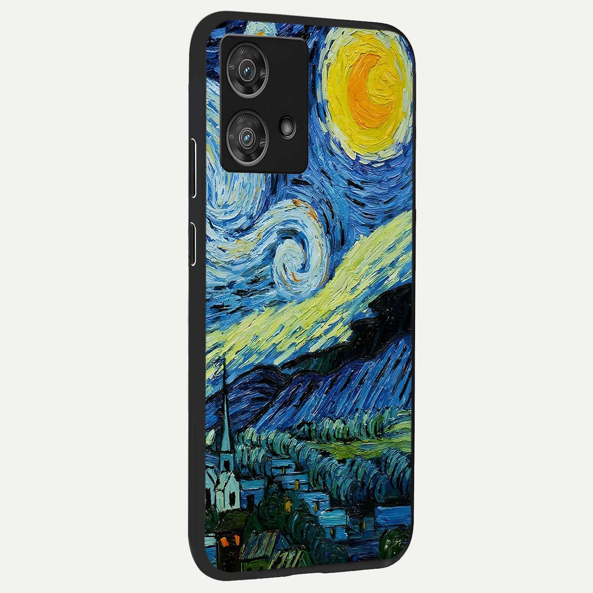 Inspired Van Gogh Art back cover For Moto Edge 40 Neo slim fit glass case with vibrant aesthetic design