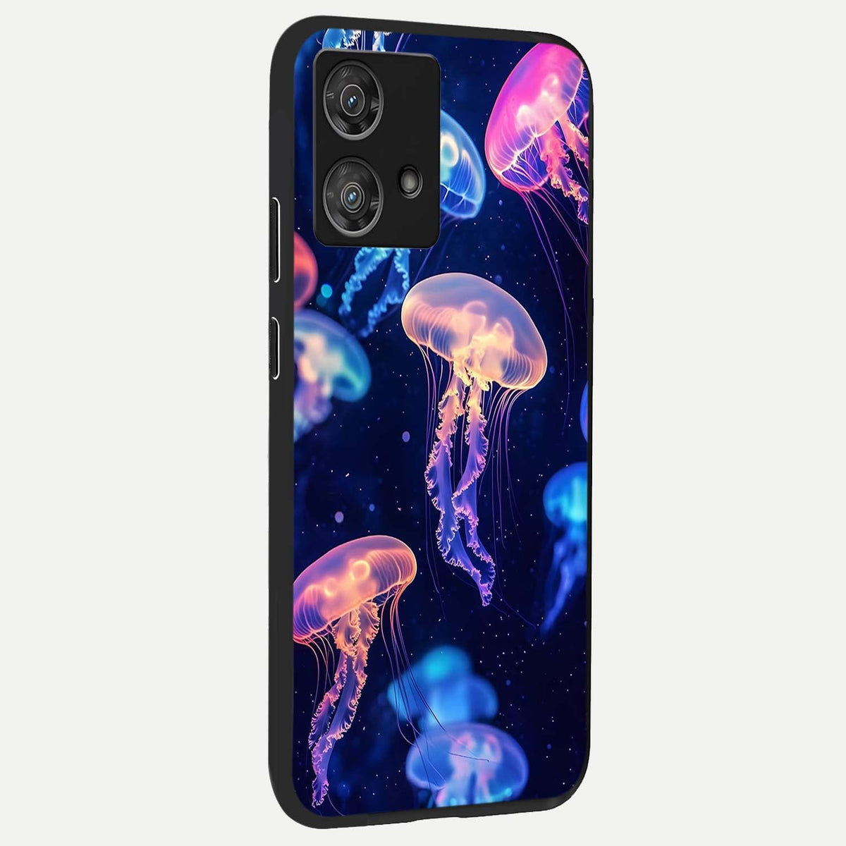Jellyfish Pattern back cover For Moto Edge 40 Neo slim fit glass case with vibrant aesthetic design