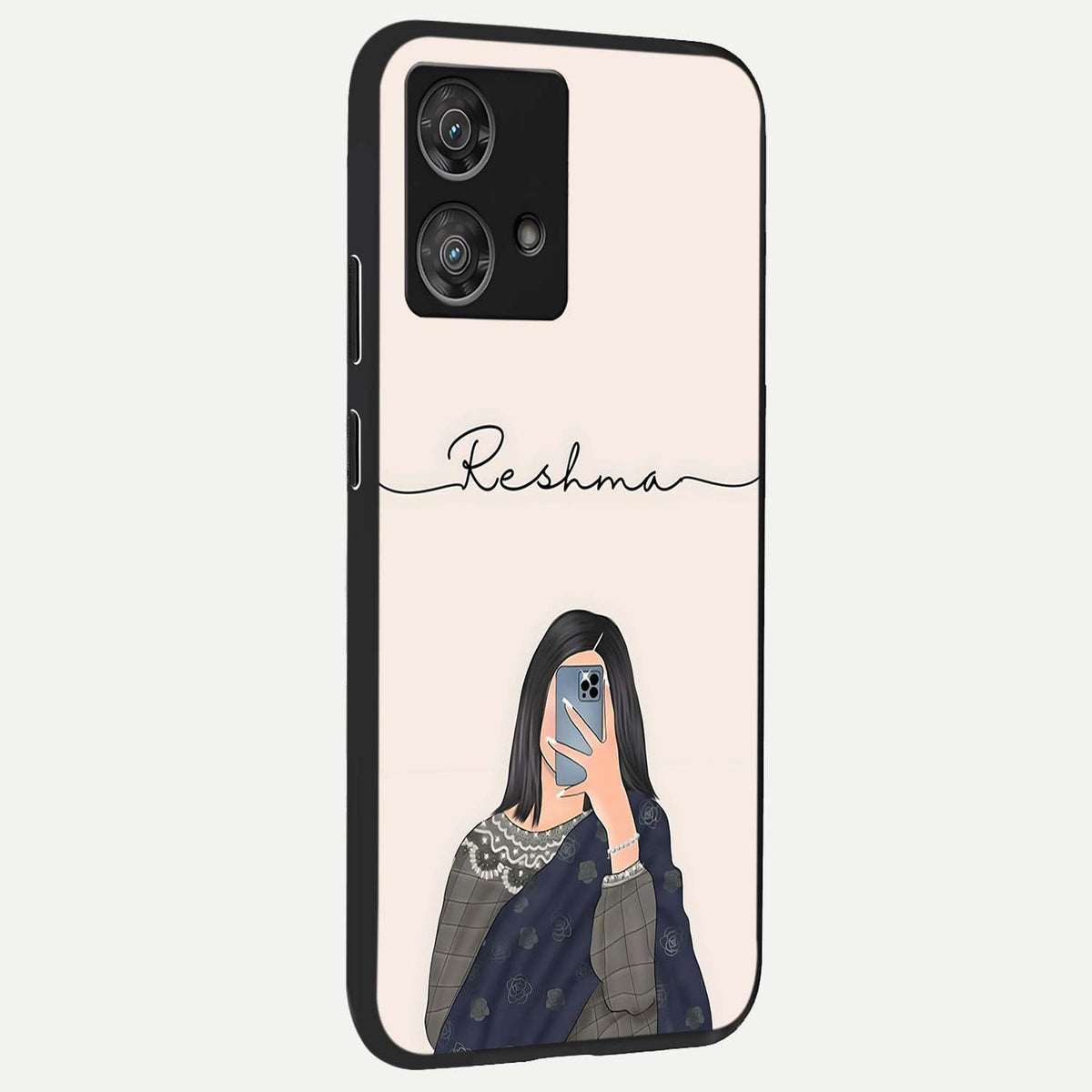 Mirror Mood Muse With Custom Name back cover For Moto Edge 40 Neo slim fit glass case with vibrant aesthetic design