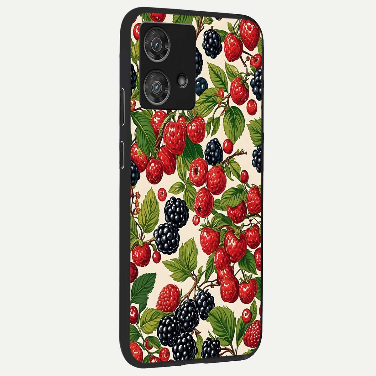 Mixed Berry Collage back cover For Moto Edge 40 Neo slim fit glass case with vibrant aesthetic design