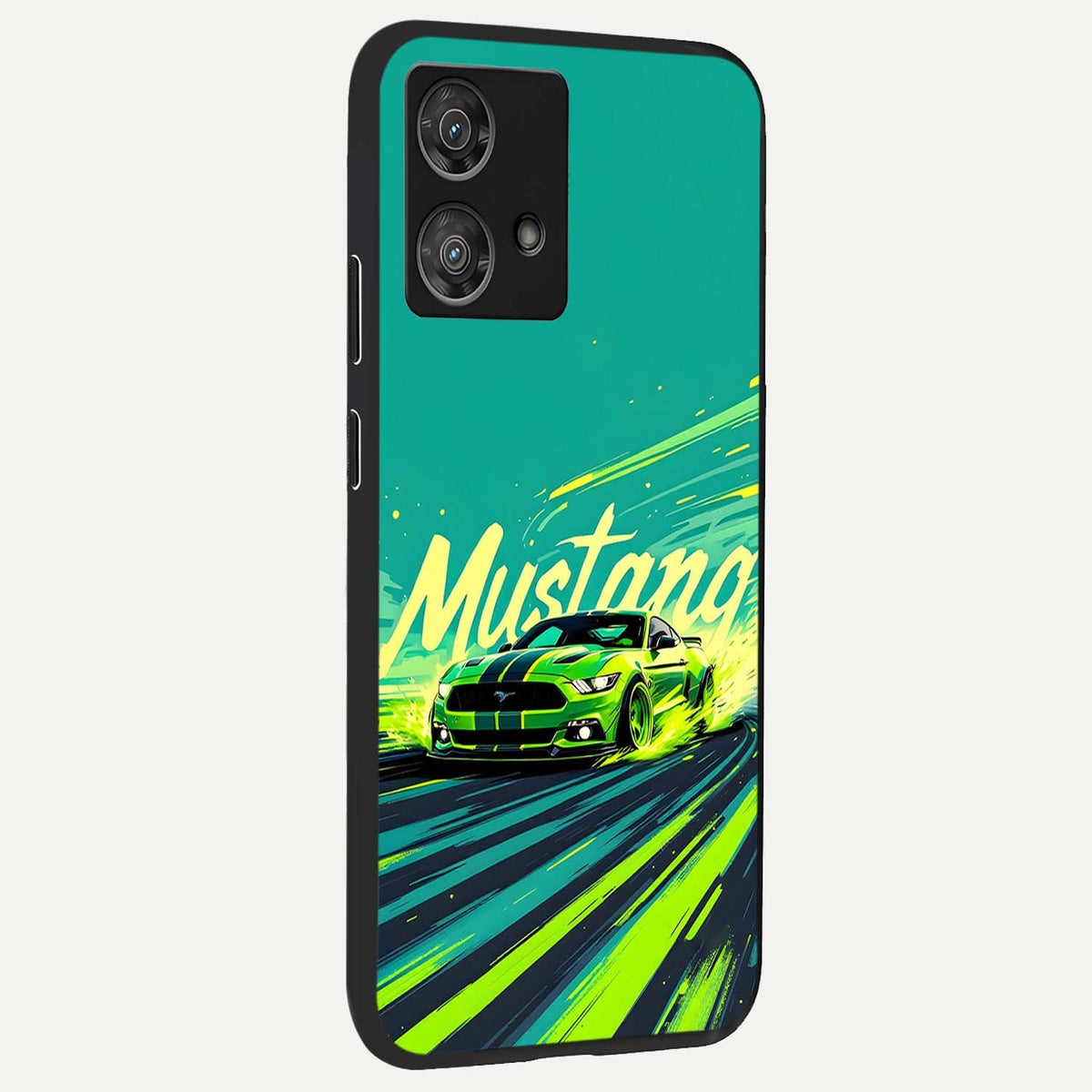 Mustang Bang back cover For Moto Edge 40 Neo slim fit glass case with vibrant aesthetic design