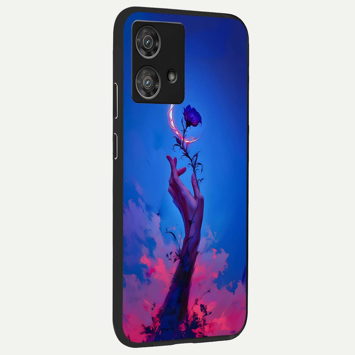 Mystic Hand back cover For Moto Edge 40 Neo slim fit glass case with vibrant aesthetic design