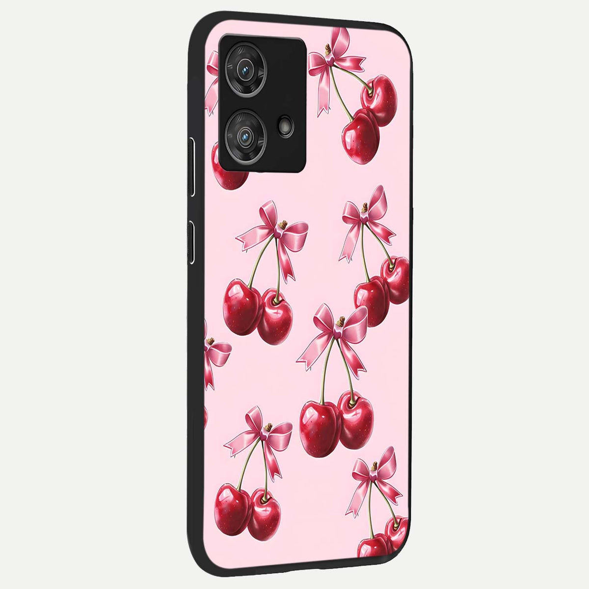 Red Bloom Skies back cover For Moto Edge 40 Neo slim fit glass case with vibrant aesthetic design