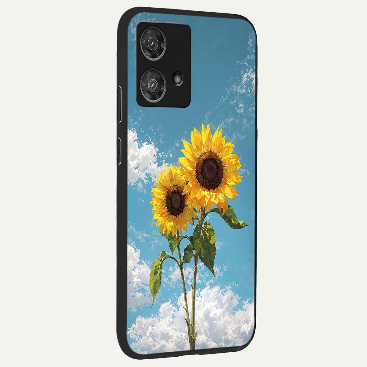 Sunlit Daisy Glow back cover For Moto Edge 40 Neo slim fit glass case with vibrant aesthetic design