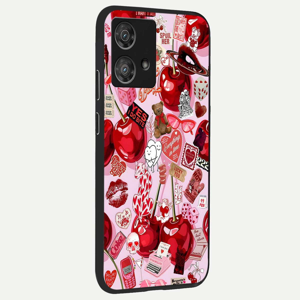 Sweet Cherry Chaos back cover For Moto Edge 40 Neo slim fit glass case with vibrant aesthetic design