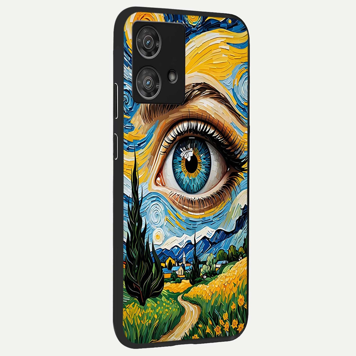 Van Gogh Eye back cover For Moto Edge 40 Neo slim fit glass case with vibrant aesthetic design