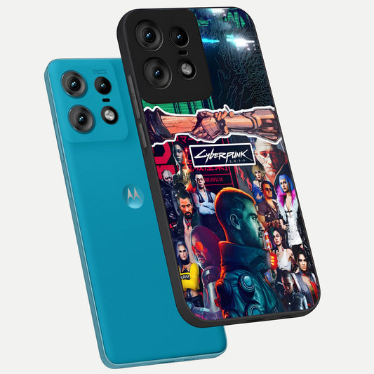 CYBERPUNK Legacy phone case For Moto Edge50 Pro showing premium glass back cover with detailed artwork
